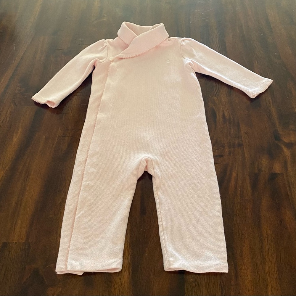 Ralph Lauren Pink Baby Girl French Rib Coverall